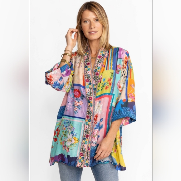 Johnny Was Other - Johnny Was 100% Silk Reversible Stallion Yena Kimono, Boho, S, NWT